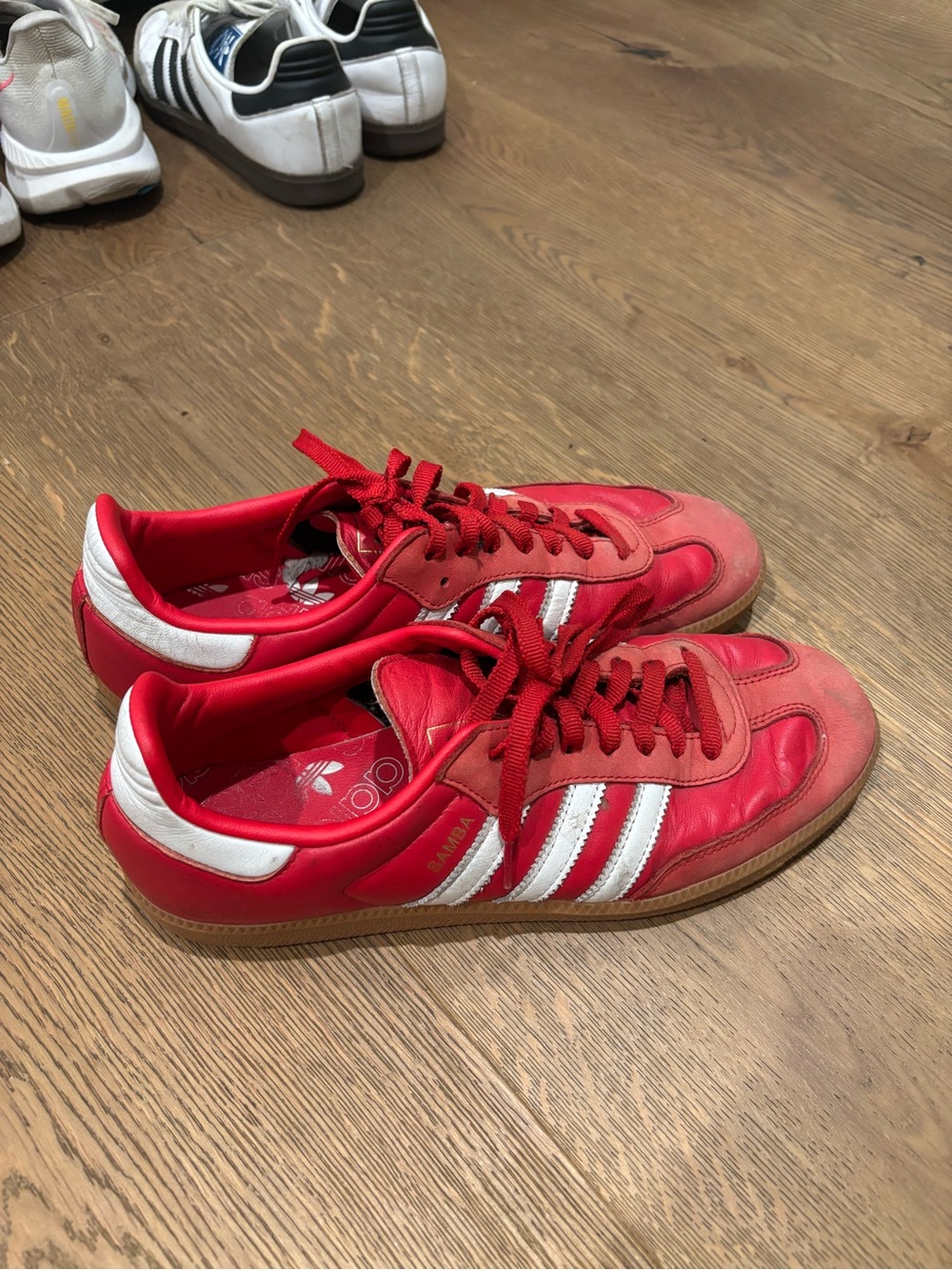 adidas Red and White Samba Sneakers